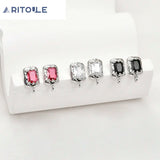 14k Zircon Square Silver Pendant Earrings DIY Hand Accessories