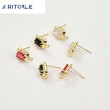 14k Zircon Square Silver Pendant Earrings DIY Hand Accessories