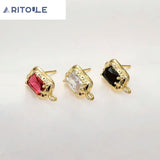 14k Zircon Square Silver Pendant Earrings DIY Hand Accessories