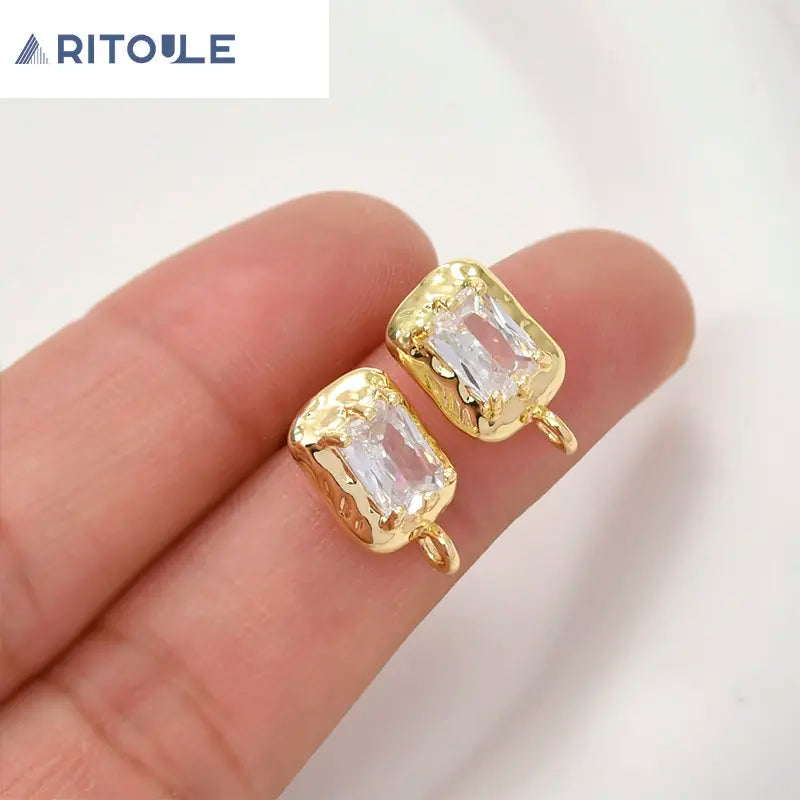 14k Zircon Square Silver Pendant Earrings DIY Hand Accessories