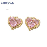 14k Pink Diamond Zircon Love Pendant DIY Beaded Bracelet Necklace Earrings