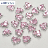 14k Pink Diamond Zircon Love Pendant DIY Beaded Bracelet Necklace Earrings