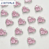 14k Pink Diamond Zircon Love Pendant DIY Beaded Bracelet Necklace Earrings