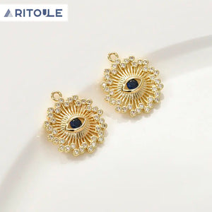 14k Devil's Eye Zircon Pendant DIY Jewelry Set