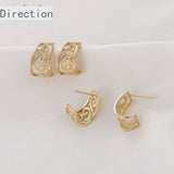 14k Hollow Retro C-Shaped Earrings DIY Jewelry Accessories 2PCS