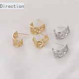 14k Hollow Retro C-Shaped Earrings DIY Jewelry Accessories 2PCS
