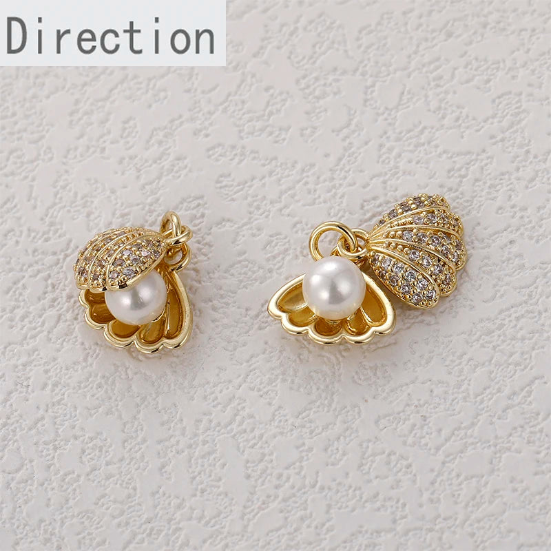 14k Pearl Micro-Inlaid Zircon Shell Pendant