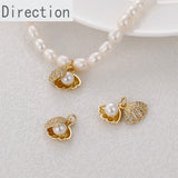 14k Pearl Micro-Inlaid Zircon Shell Pendant