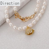 14k Pearl Micro-Inlaid Zircon Shell Pendant