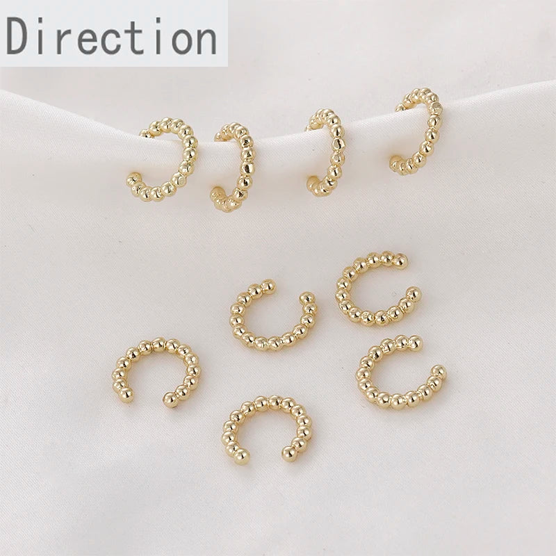 14k Retro Mini Peas Bead Ear Clip, No Piercing Needed