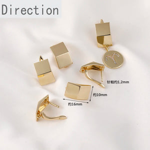 14k Geometric Concave Ellipse Drop Ear Buckle DIY Earring Accessory