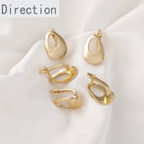 14k Geometric Concave Ellipse Drop Ear Buckle DIY Earring Accessory