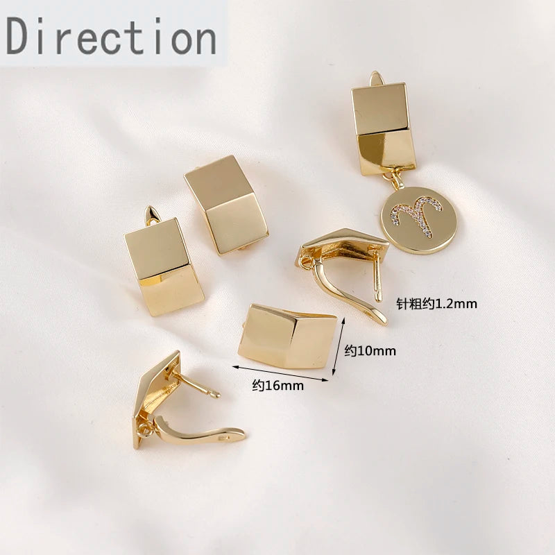 14k Geometric Concave Ellipse Drop Ear Buckle DIY Earring Accessory