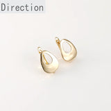 14k Geometric Concave Ellipse Drop Ear Buckle DIY Earring Accessory