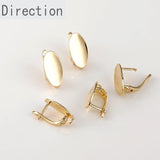 14k Geometric Concave Ellipse Drop Ear Buckle DIY Earring Accessory