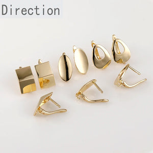 14k Geometric Concave Ellipse Drop Ear Buckle DIY Earring Accessory