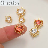 14k Hollow Zirconium Heart Pendant for DIY Jewelry