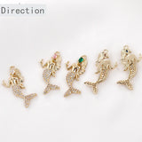 14k Mermaid Tail Zircon Pendant for DIY Bracelet Necklace Earring