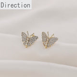 14k Full Diamond Butterfly Stud Earrings DIY Jewelry