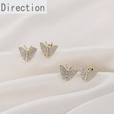 14k Full Diamond Butterfly Stud Earrings DIY Jewelry