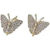 14k Full Diamond Butterfly Stud Earrings DIY Jewelry