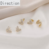 14k Full Diamond Butterfly Stud Earrings DIY Jewelry
