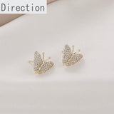 14k Full Diamond Butterfly Stud Earrings DIY Jewelry