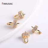 14k Plated Brass Pearl Pendant Mounting with Zircon Crown for Jewelry Making