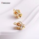14k Plated Brass Pearl Pendant Mounting with Zircon Crown for Jewelry Making