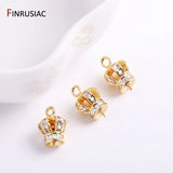 14k Plated Brass Pearl Pendant Mounting with Zircon Crown for Jewelry Making
