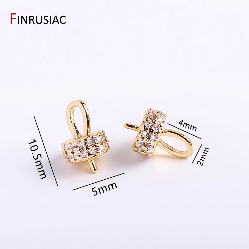 14k Plated Brass Pearl Pendant Mounting with Zircon Crown for Jewelry Making