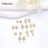 14k Plated Mini Key Heart Hamsa Star Moon Pendants for DIY Jewelry