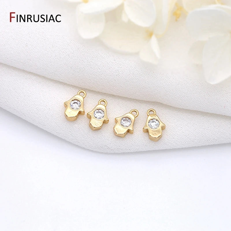 14k Plated Mini Key Heart Hamsa Star Moon Pendants for DIY Jewelry