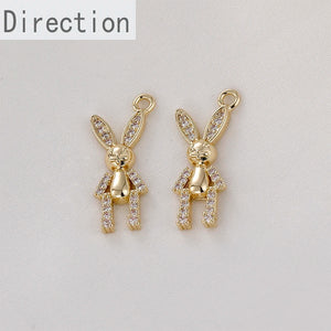 14k Diamond Bunny Lemon Slice Pendant DIY Jewelry Material
