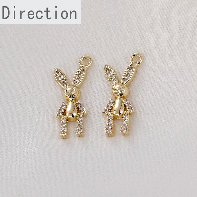 14k Diamond Bunny Lemon Slice Pendant DIY Jewelry Material