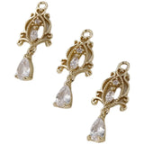 14k Hollow Retro Pattern Zircon Pendant for DIY Jewelry