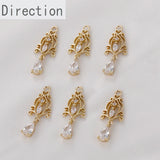 14k Hollow Retro Pattern Zircon Pendant for DIY Jewelry
