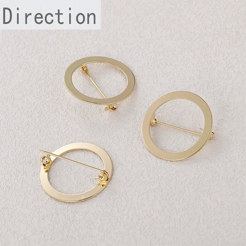 14k Hollow Round Ring Brooch Pin for DIY Hand-made Jewelry