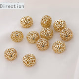 14k Retro Hollow Pattern Beads Flat Beaded Loose Beads DIY Bracelet