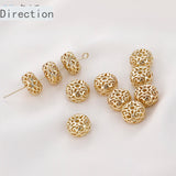 14k Retro Hollow Pattern Beads Flat Beaded Loose Beads DIY Bracelet