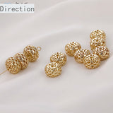 14k Retro Hollow Pattern Beads Flat Beaded Loose Beads DIY Bracelet