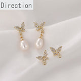 14k Ribbon Diamond Butterfly Ear Acupuncture Earrings Materials