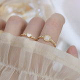 Geometric Love Daily Rings with Micro-Pearl Inlay, 14k Gold Plated