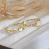 Geometric Love Daily Rings with Micro-Pearl Inlay, 14k Gold Plated