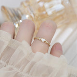 Geometric Love Daily Rings with Micro-Pearl Inlay, 14k Gold Plated