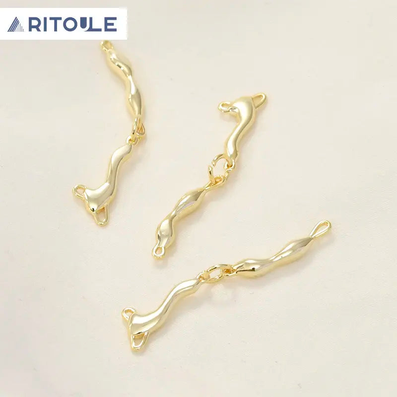Gold-Plated Branch Double Hanging Link Rod for DIY Beading
