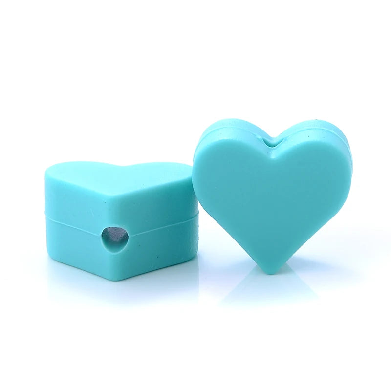 14mm 10Pcs Heart Shape Silicone Beads Teether DIY Necklace Accessories BPA