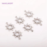 14mm*17mm Rhodium Zircon Sun Charms for Earrings