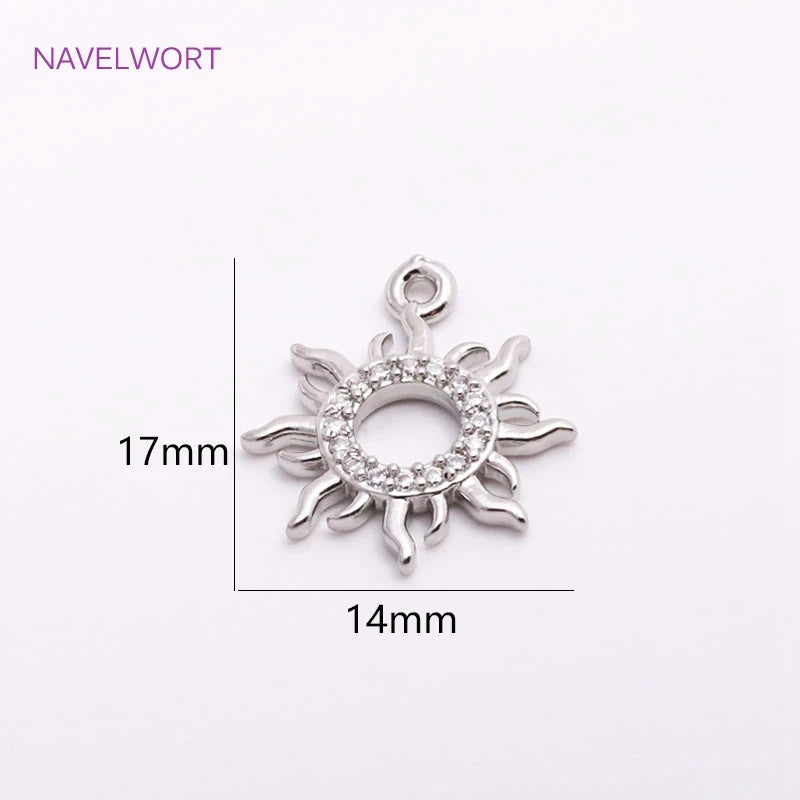 14mm*17mm Rhodium Zircon Sun Charms for Earrings