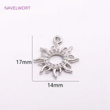 14mm*17mm Rhodium Zircon Sun Charms for Earrings